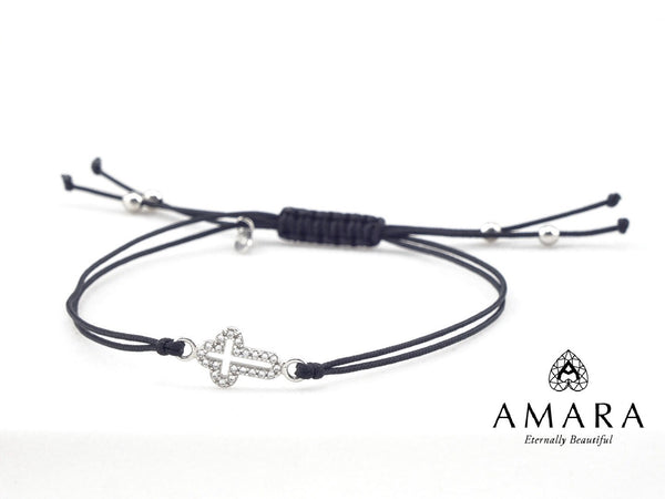 Small Cross Leather String Bracelet